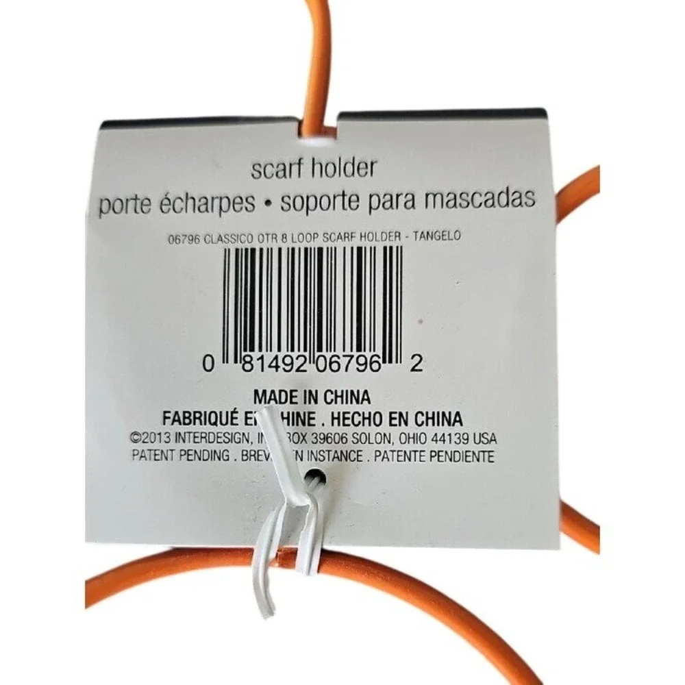 InterDesign Classico 8 Loop Scarf Holder Tangelo Orange Metal Organizer NWT